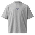 Fai come vuoi — t-shirt oversize grigia, ricamo blu
