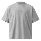 Portami al largo — t-shirt oversize grigia, ricamo blu