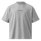 Solo un giro — t-shirt oversize grigia, ricamo blu