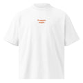 Ti aspetto sveglio — t-shirt oversize bianca, ricamo arancione
