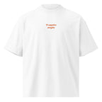 Ti aspetto sveglio — t-shirt oversize bianca, ricamo arancione