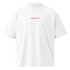 Contento tu — t-shirt oversize bianca, ricamo arancione