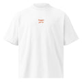 Peggio per te — t-shirt oversize bianca, ricamo arancione
