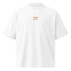 Peggio per te — t-shirt oversize bianca, ricamo arancione