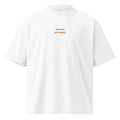 Ancora un bagno — t-shirt oversize bianca, ricamo arancione