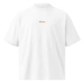 Altrove — t-shirt oversize bianca, ricamo arancione