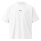 Altrove — t-shirt oversize bianca, ricamo arancione