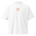 Ho perso il treno apposta — t-shirt oversize bianca, ricamo arancione