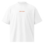 Solo un giro — t-shirt oversize bianca, ricamo arancione