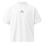 Poi ti spiego — t-shirt oversize bianca, ricamo blu