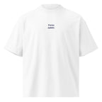 Torno subito — t-shirt oversize bianca, ricamo blu