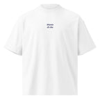 Niente di che — t-shirt oversize bianca, ricamo blu