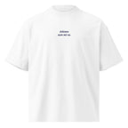 Adesso non mi va — t-shirt oversize bianca, ricamo blu