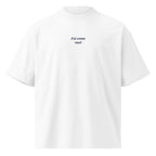 Fai come vuoi — t-shirt oversize bianca, ricamo blu