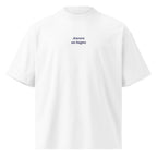 Ancora un bagno — t-shirt oversize bianca, ricamo blu