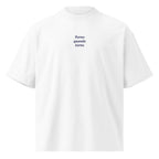 Torno quando torno — t-shirt oversize bianca, ricamo blu