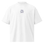 Resto un altro giorno — t-shirt oversize bianca, ricamo blu