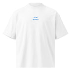 Ci ho provato — t-shirt oversize bianca, ricamo acqua pavone