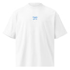 Peggio per te — t-shirt oversize bianca, ricamo acqua pavone