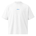Altrove — t-shirt oversize bianca, ricamo acqua pavone