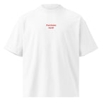 Facciamo tardi — t-shirt oversize bianca, ricamo rosso