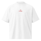 Poi ti spiego — t-shirt oversize bianca, ricamo rosso