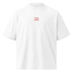 Torno subito — t-shirt oversize bianca, ricamo rosso