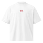 Niente di che — t-shirt oversize bianca, ricamo rosso
