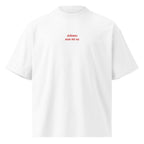 Adesso non mi va — t-shirt oversize bianca, ricamo rosso