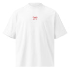 Peggio per te — t-shirt oversize bianca, ricamo rosso