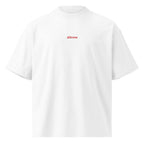 Altrove — t-shirt oversize bianca, ricamo rosso