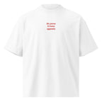 Ho perso il treno apposta — t-shirt oversize bianca, ricamo rosso