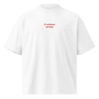 Ci vediamo all'alba — t-shirt oversize bianca, ricamo rosso