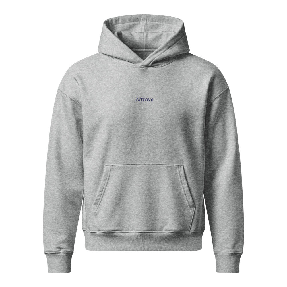 Altrove — felpa con cappuccio grigia, ricamo blu